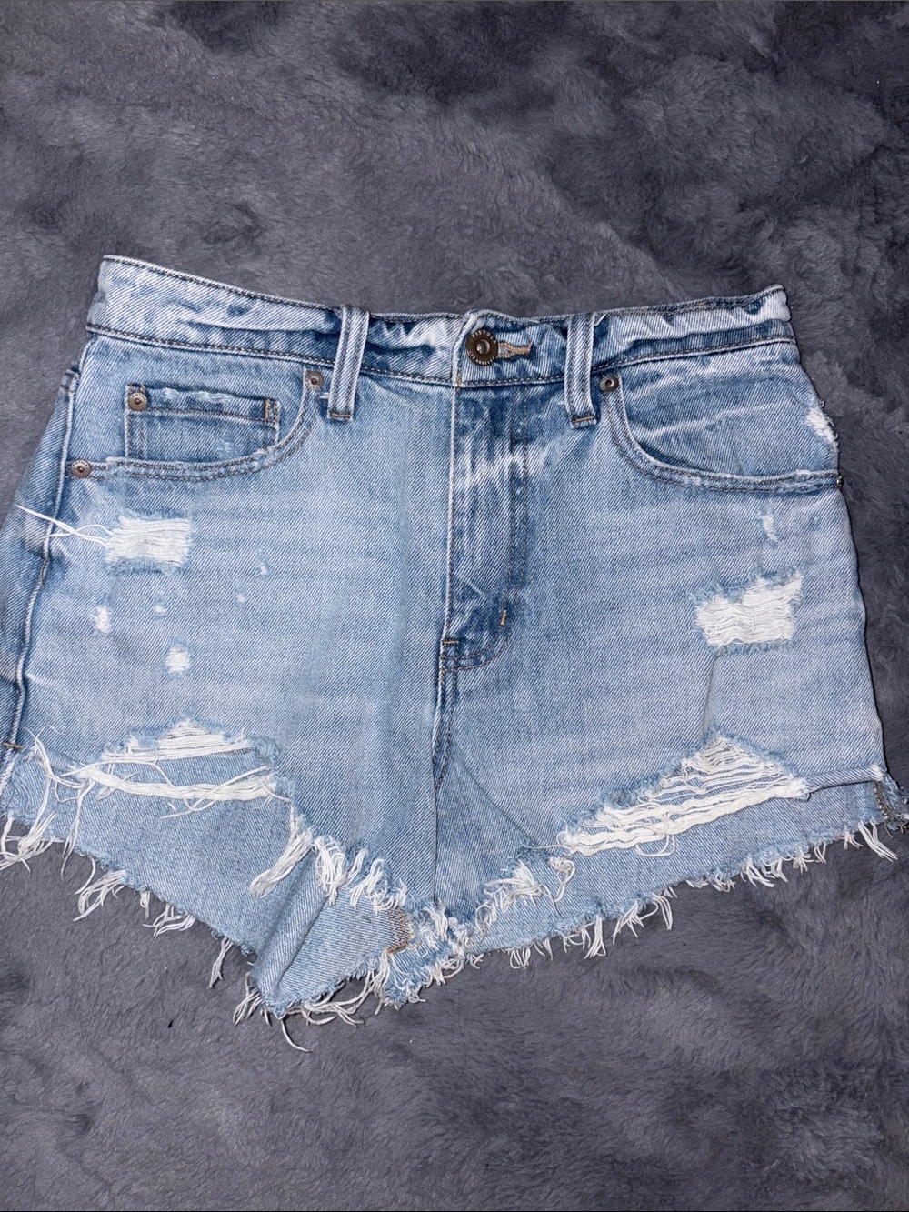 pistola Light Wash Distressed Denim Shorts